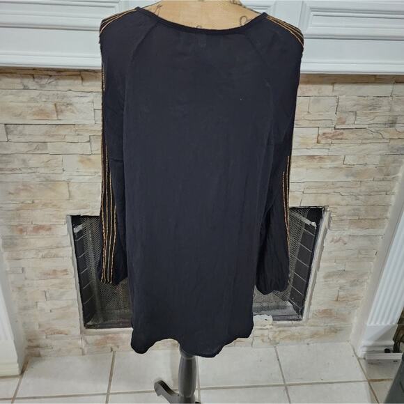 Lane Bryant black boho gold trimmed blouse plus size 18 20 2X new!! - Picture 6 of 8